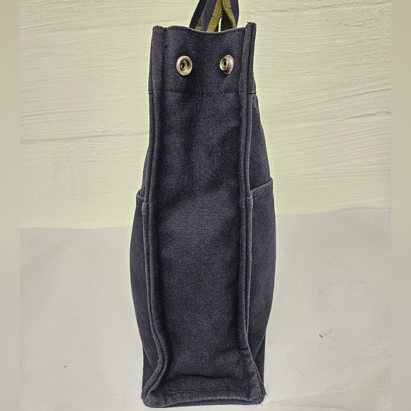 Hermès Fourre Tout GM Canvas and Nylon Tote Bag in Navy and Green Stripe - Picture 4 of 15